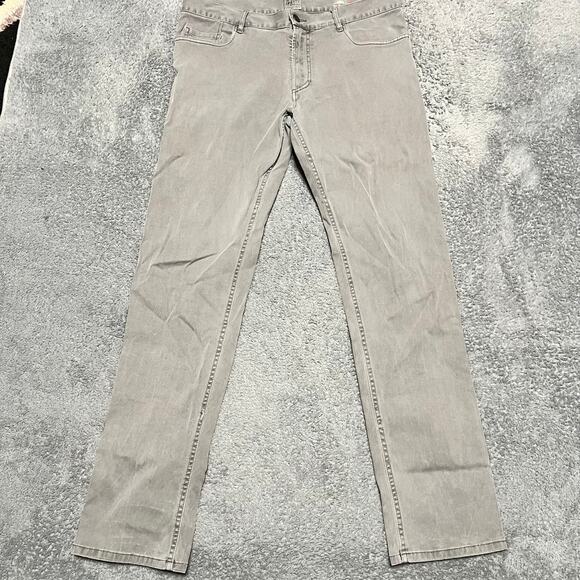 Faherty Jeans Mens 34 (36x32) Gray Organic Straight Leg Pants - Picture 1 of 13